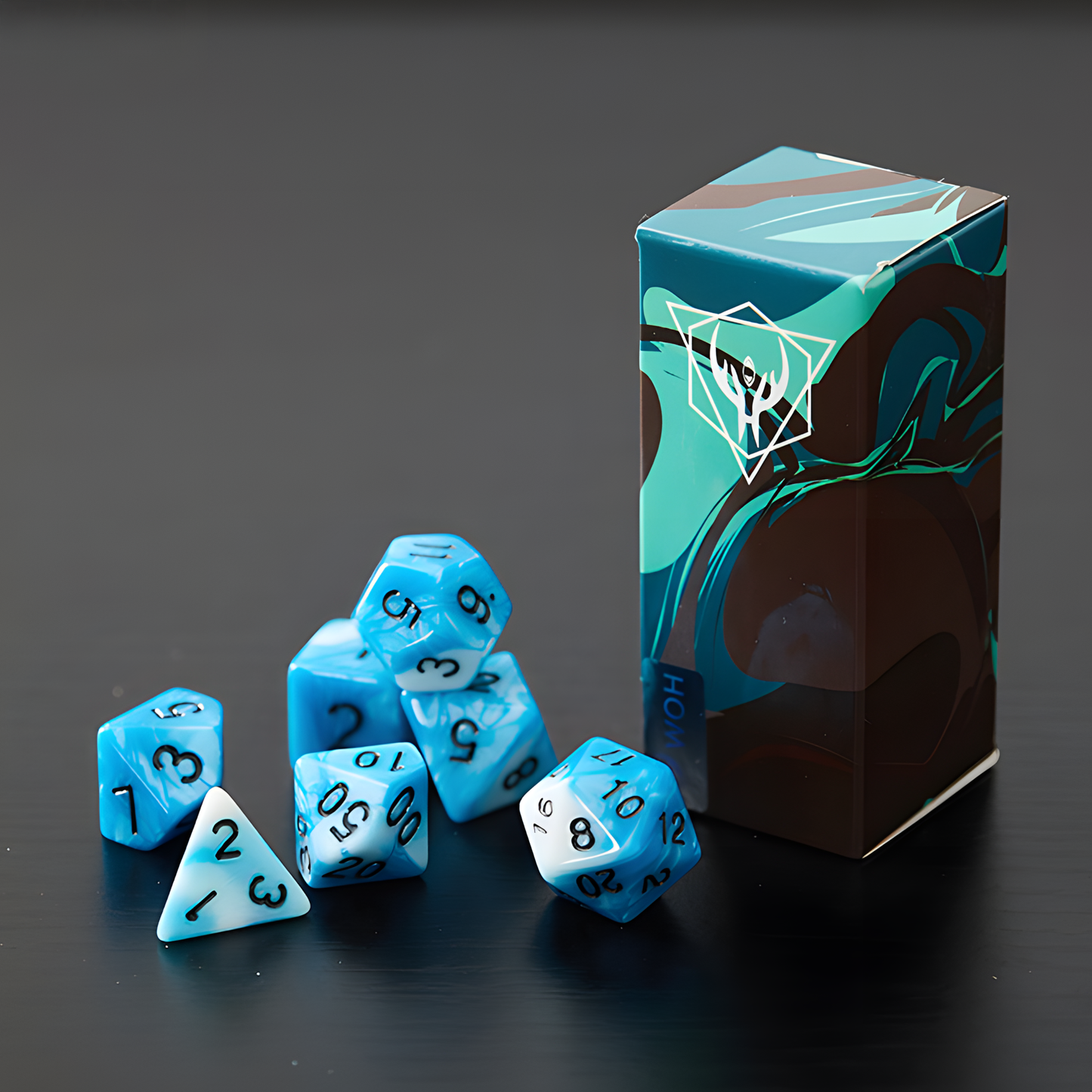 Fluid Gradient Polyhedral Dice Sets for RPGs & Tabletop Games