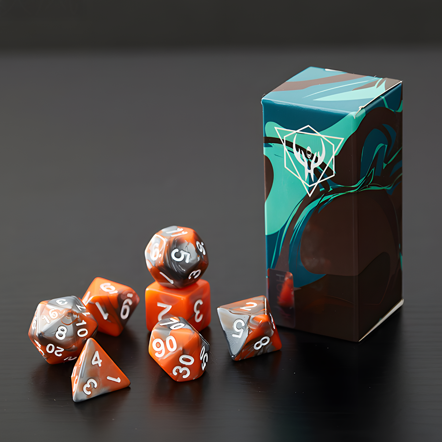 Fluid Gradient Polyhedral Dice Sets for RPGs & Tabletop Games