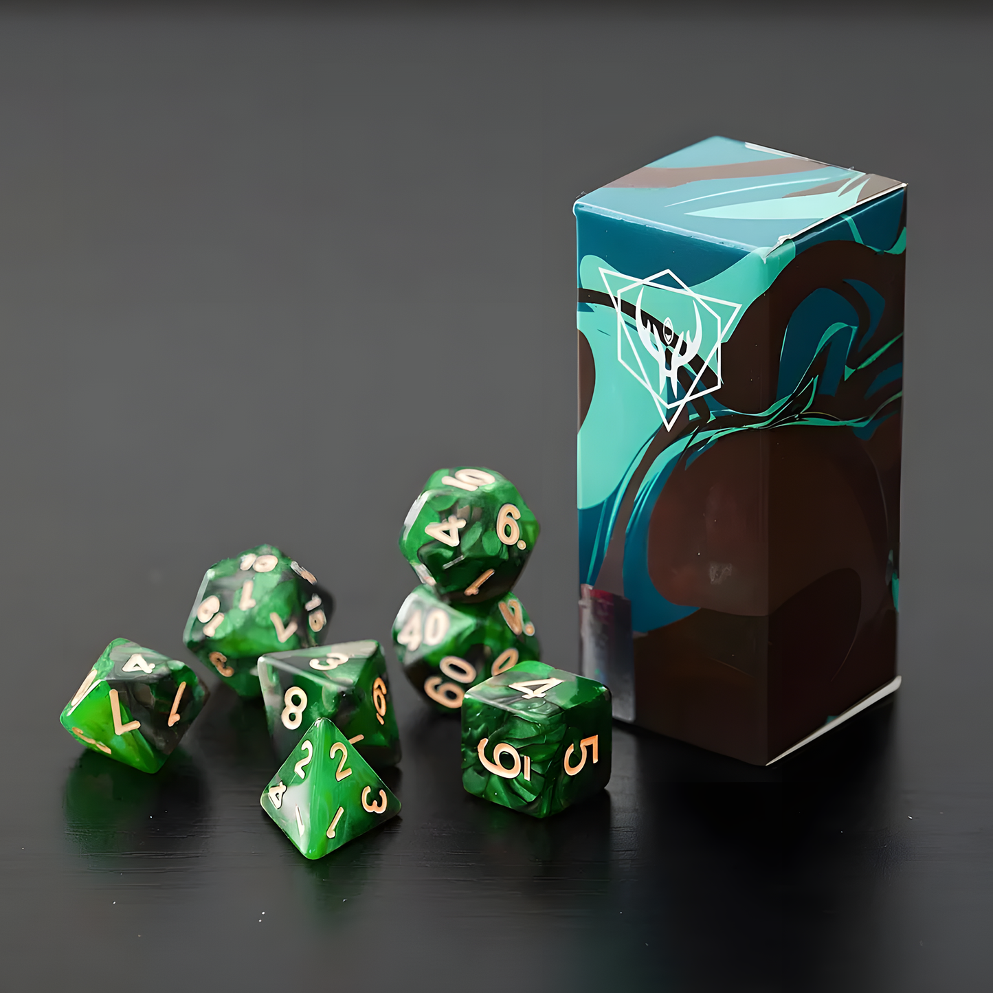 Fluid Gradient Polyhedral Dice Sets for RPGs & Tabletop Games