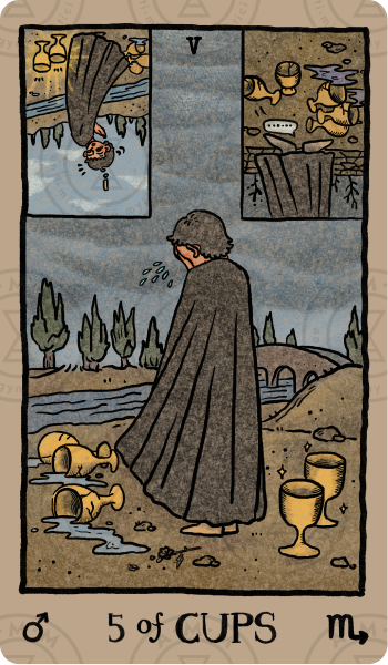 Akashic Eye Tarot – Five of Cups