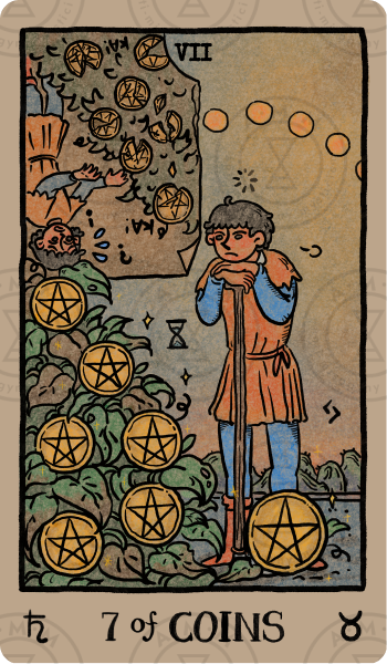 Akashic Eye Tarot – Seven of Coins