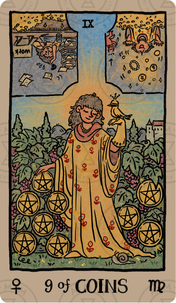 Akashic Eye Tarot – Nine of Coins
