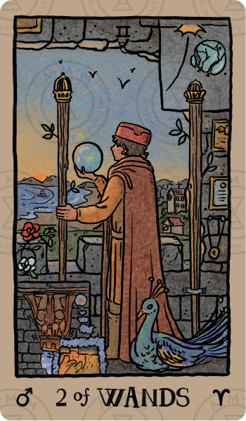 Akashic Eye Tarot – Two of Wands