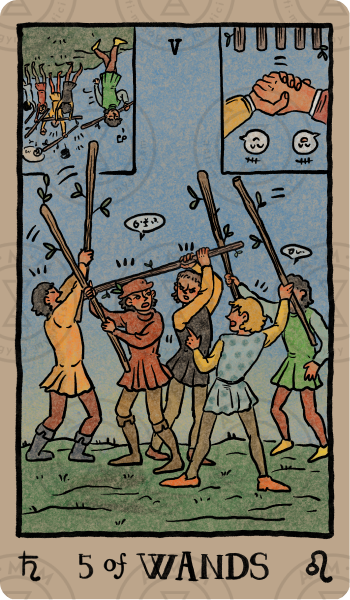 Akashic Eye Tarot – Five of Wands