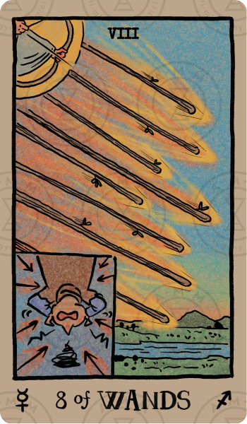 Akashic Eye Tarot – Eight of Wands