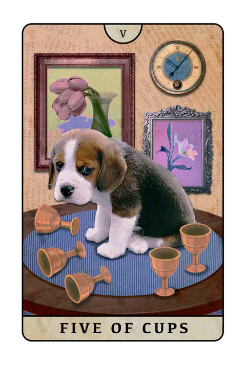Beagle Dogs Tarot – Five of Cups