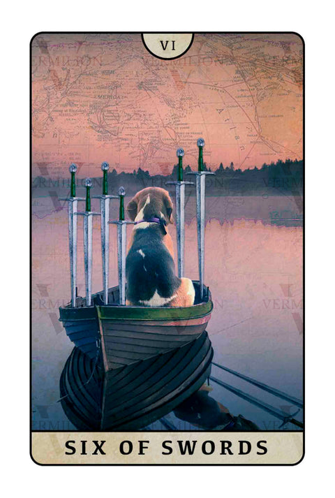 Beagle Dogs Tarot – Six of Swords