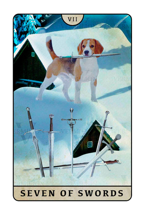 Beagle Dogs Tarot – Seven of Swords