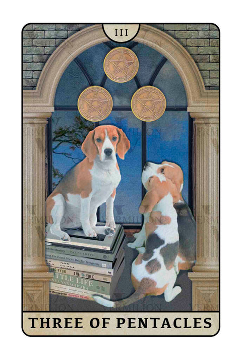 Beagle Dogs Tarot – Three of Pentacles