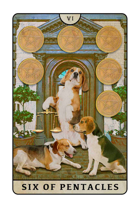 Beagle Dogs Tarot – Six of Pentacles