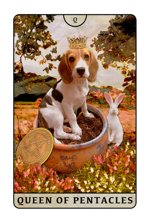 Beagle Dogs Tarot – Queen of Pentacles