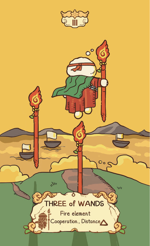 Cloud Rune Legend Tarot – Three of Wands