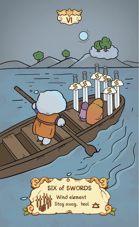 Cloud Rune Legend Tarot – Six of Swords