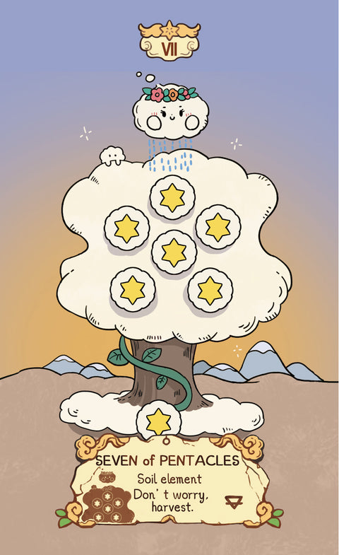 Cloud Rune Legend Tarot – Seven of Pentacles