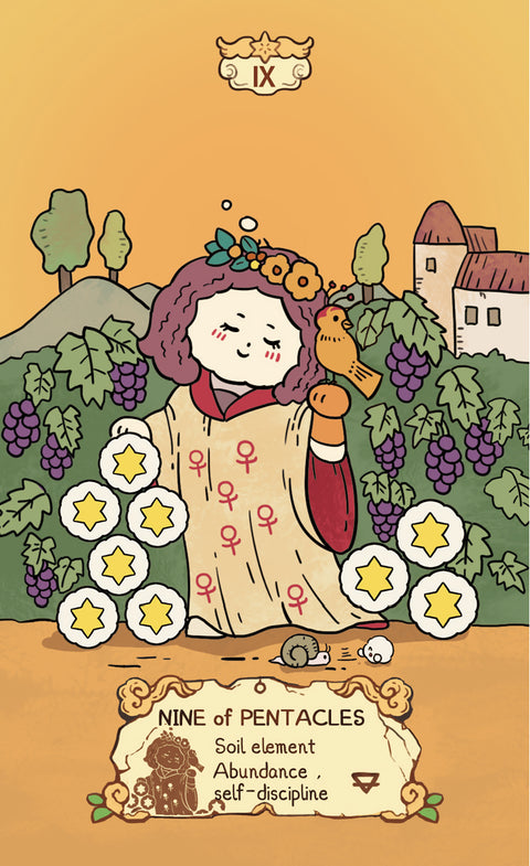 Cloud Rune Legend Tarot – Nine of Pentacles