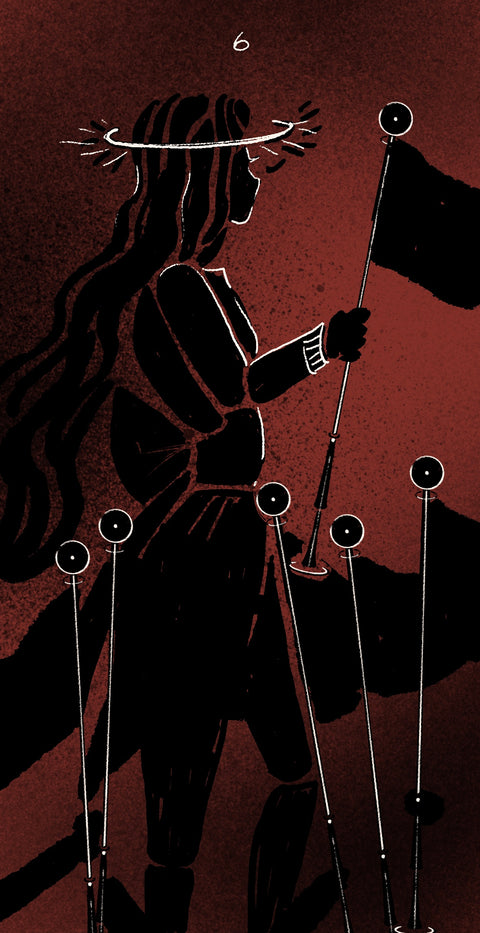 Dirty Red Tarot – Six of Wands