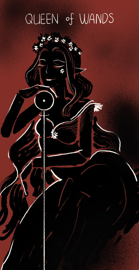 Dirty Red Tarot – Queen of Wands