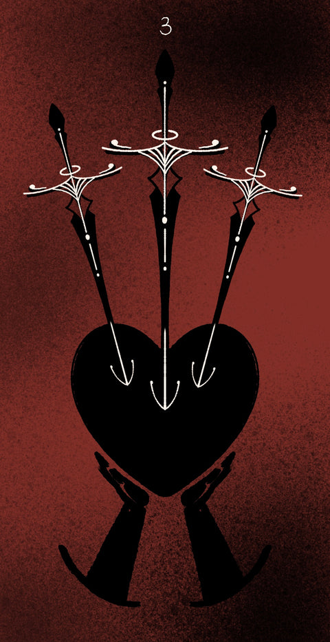 Dirty Red Tarot – Three of Swords