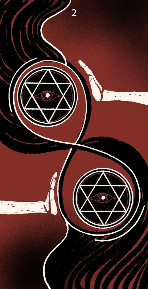 Dirty Red Tarot – Two of Pentacles