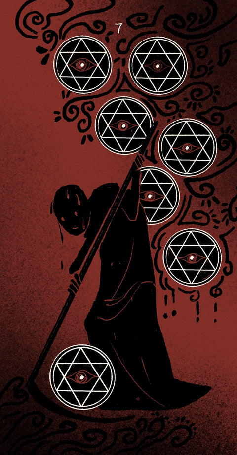 Dirty Red Tarot – Seven of Pentacles