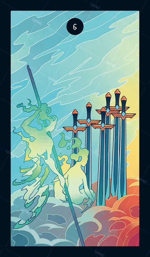 Elemental Strength Tarot – Six of Swords