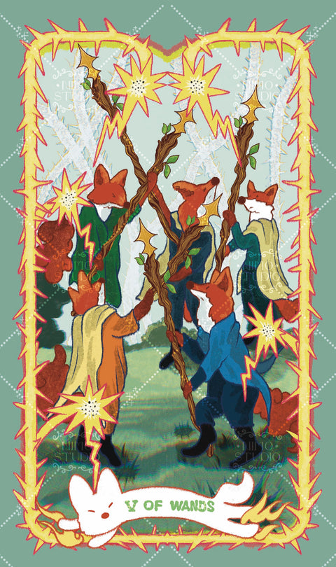 Exotic Flora Tarot – Five of Wands