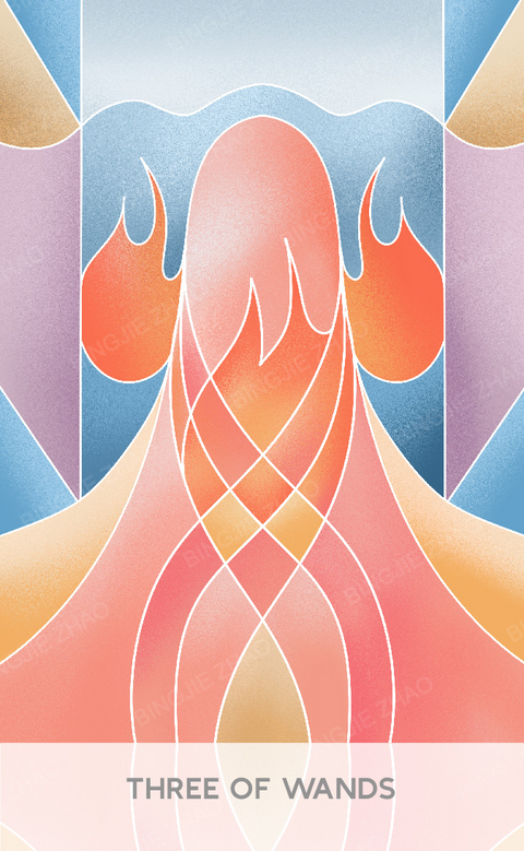 Geometric Dreamland Tarot – Three of Wands