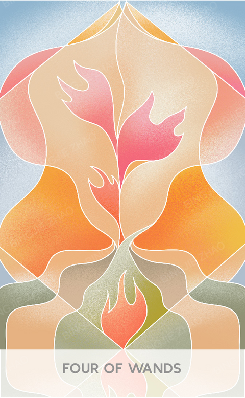 Geometric Dreamland Tarot – Four of Wands