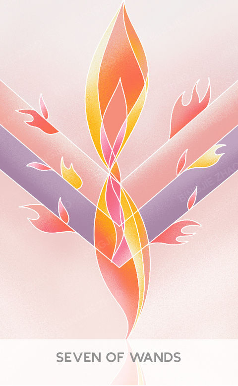 Geometric Dreamland Tarot – Seven of Wands