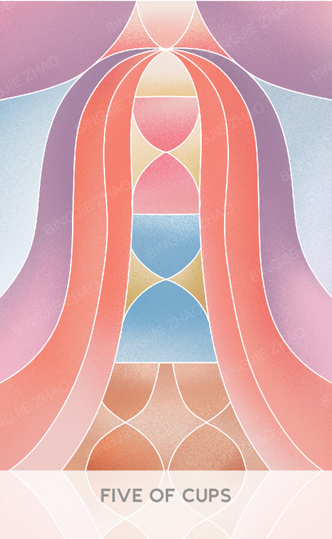 Geometric Dreamland Tarot – Five of Cups