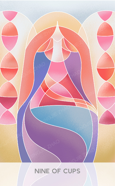 Geometric Dreamland Tarot – Nine of Cups