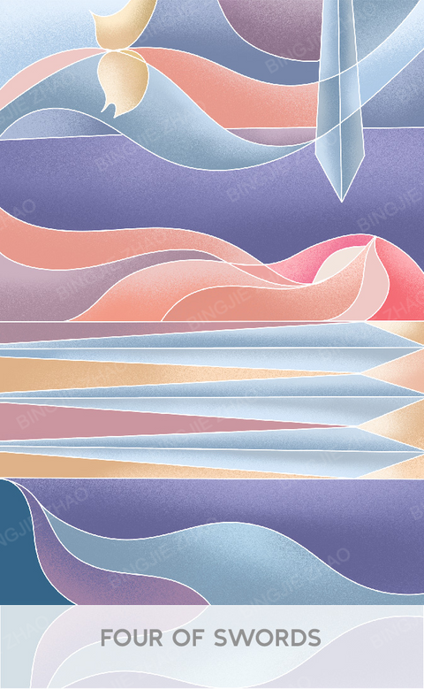 Geometric Dreamland Tarot – Four of Swords