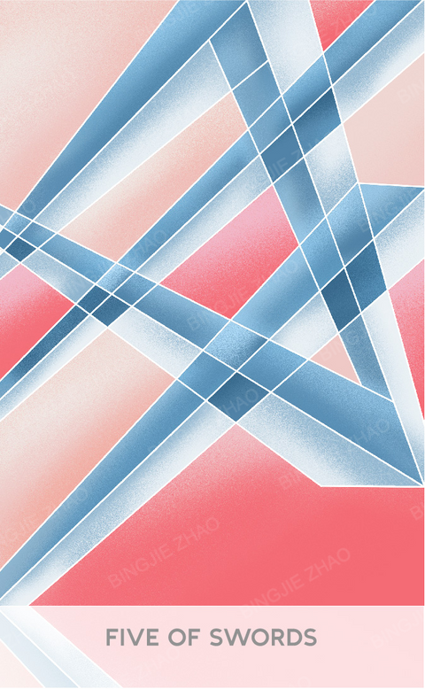 Geometric Dreamland Tarot – Five of Swords