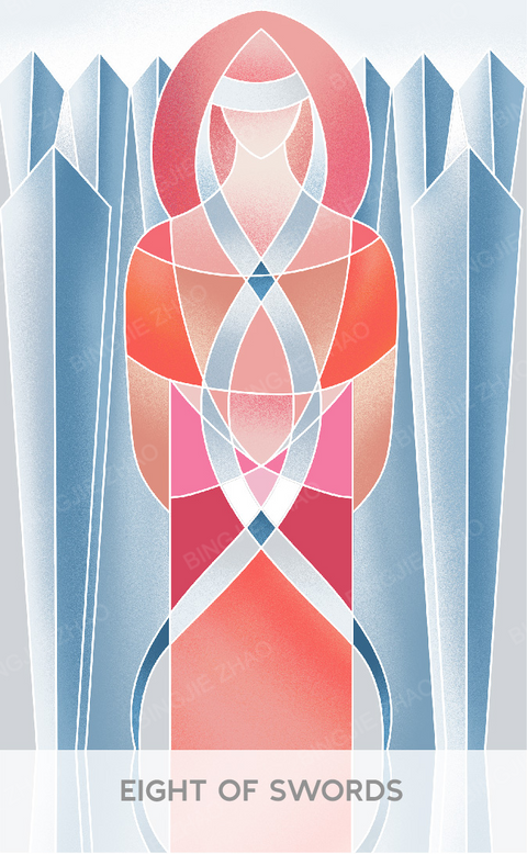 Geometric Dreamland Tarot – Eight of Swords