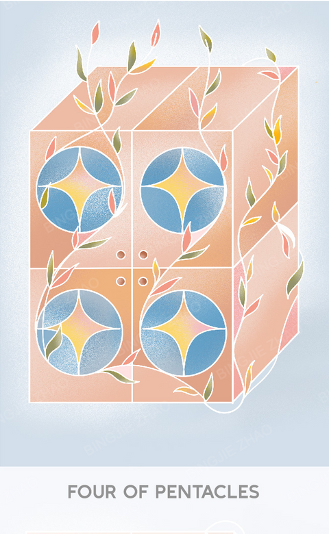 Geometric Dreamland Tarot – Four of Pentacles