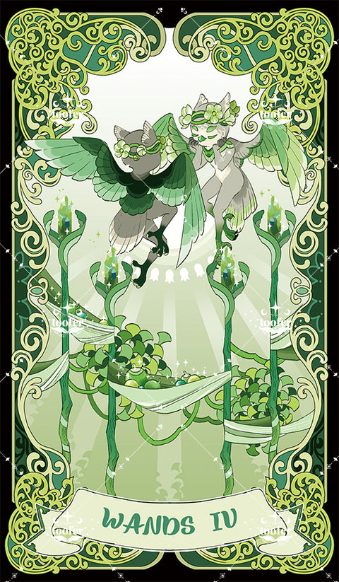 Green Trace Tarot – Four of Wands