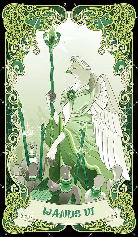 Green Trace Tarot – Six of Wands