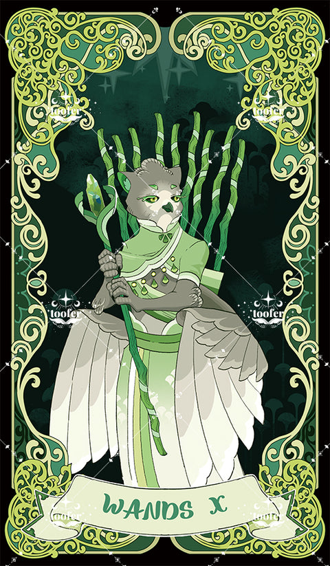 Green Trace Tarot – Ten of Wands
