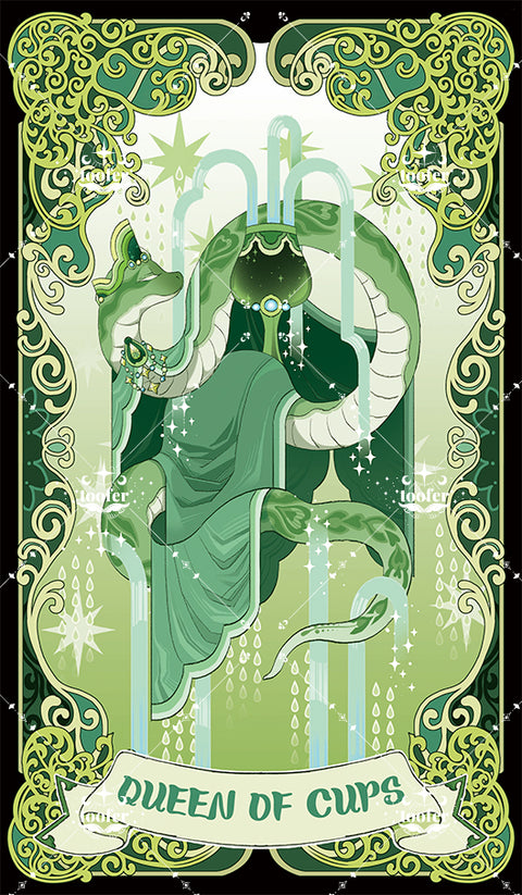 Green Trace Tarot – Queen of Cups