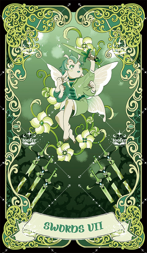 Green Trace Tarot – Seven of Swords