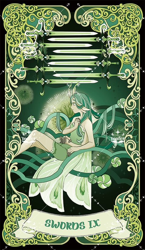 Green Trace Tarot – Nine of Swords