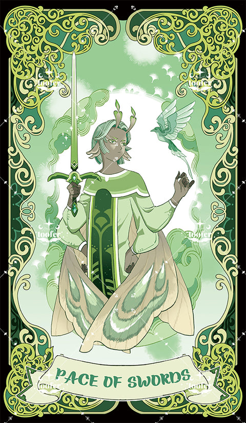Green Trace Tarot – Page of Swords