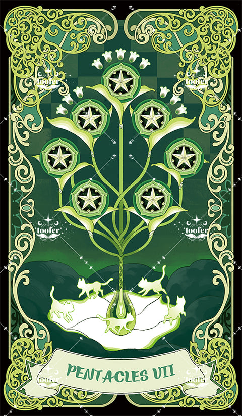 Green Trace Tarot – Seven of Pentacles