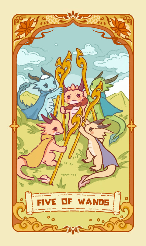 Loong's Dream Tarot – Five of Wands