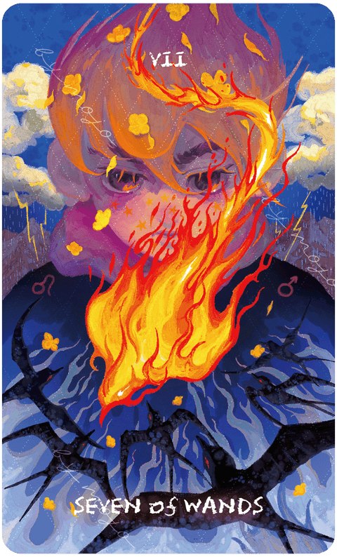 Lux & 78 Nocturnal Veils Tarot – Seven of Wands