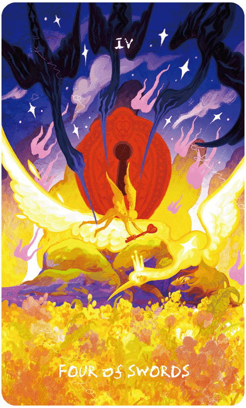 Lux & 78 Nocturnal Veils Tarot – Four of Swords