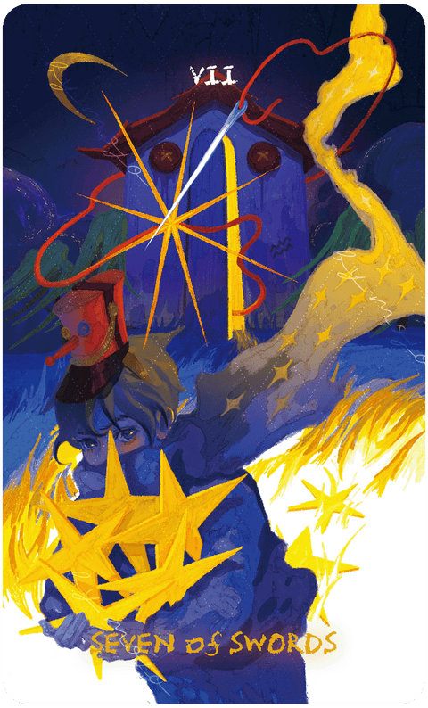 Lux & 78 Nocturnal Veils Tarot – Seven of Swords