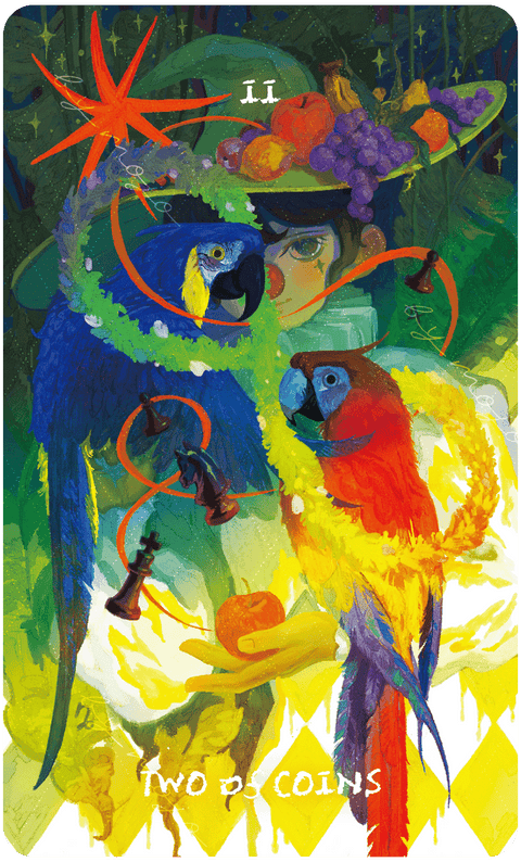 Lux & 78 Nocturnal Veils Tarot – Two of Coins