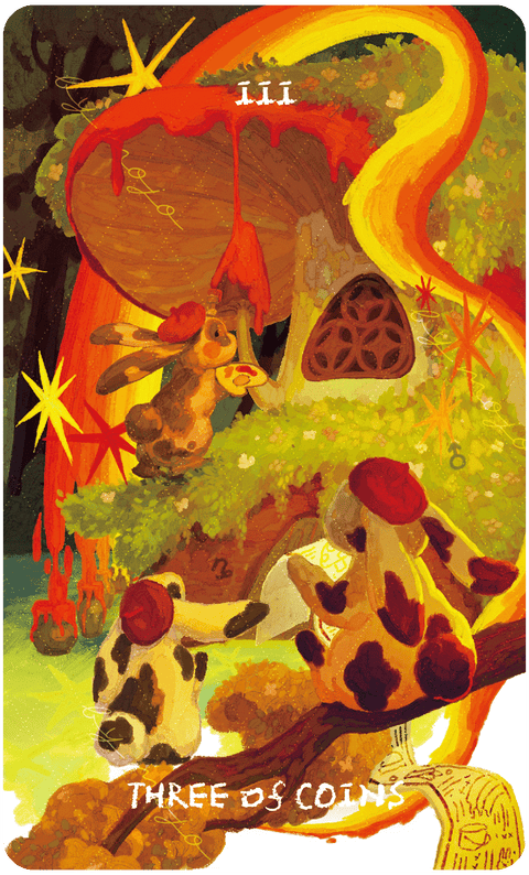 Lux & 78 Nocturnal Veils Tarot – Three of Coins