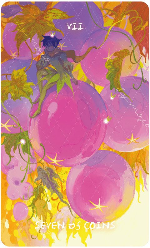 Lux & 78 Nocturnal Veils Tarot – Seven of Coins